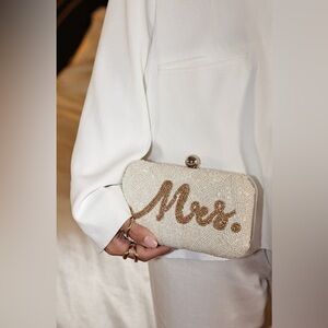 12th Tribe Eloise Beaded "Mrs." Clutch. Say "I Do" in style!